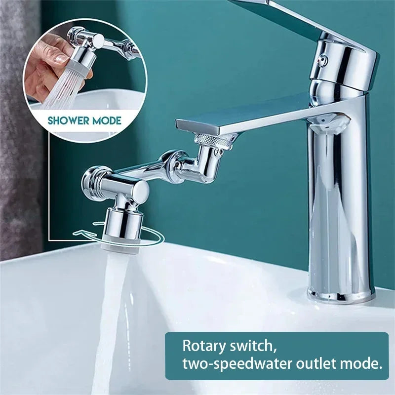 1080° Rotatable Faucet Sprayer Head with 2 Spray Modes Universal Bathroom Kitchen Tap Extension Adapter Aerator
