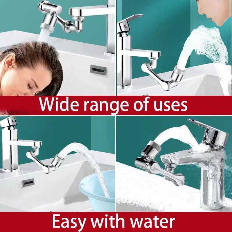 1080° Rotatable Faucet Sprayer Head with 2 Spray Modes Universal Bathroom Kitchen Tap Extension Adapter Aerator