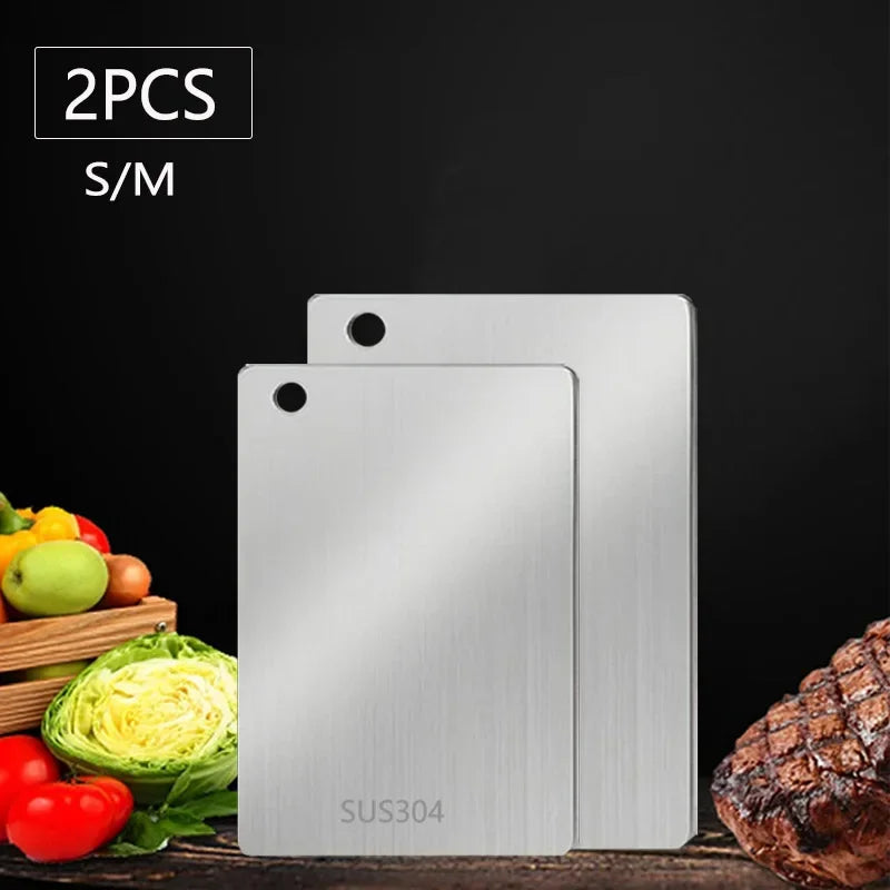 Double-Sided Stainless Steel Chopping Board Non-Stick Thickened Kitchen Cutting Board for Meat Fruit