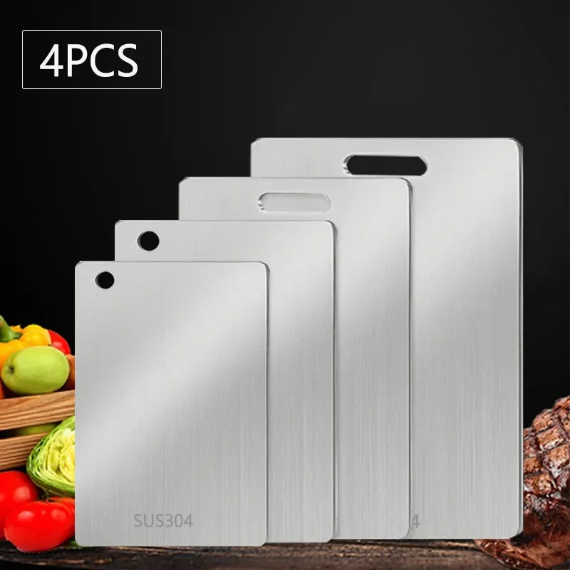 Double-Sided Stainless Steel Chopping Board Non-Stick Thickened Kitchen Cutting Board for Meat Fruit