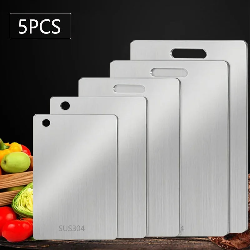 Double-Sided Stainless Steel Chopping Board Non-Stick Thickened Kitchen Cutting Board for Meat Fruit