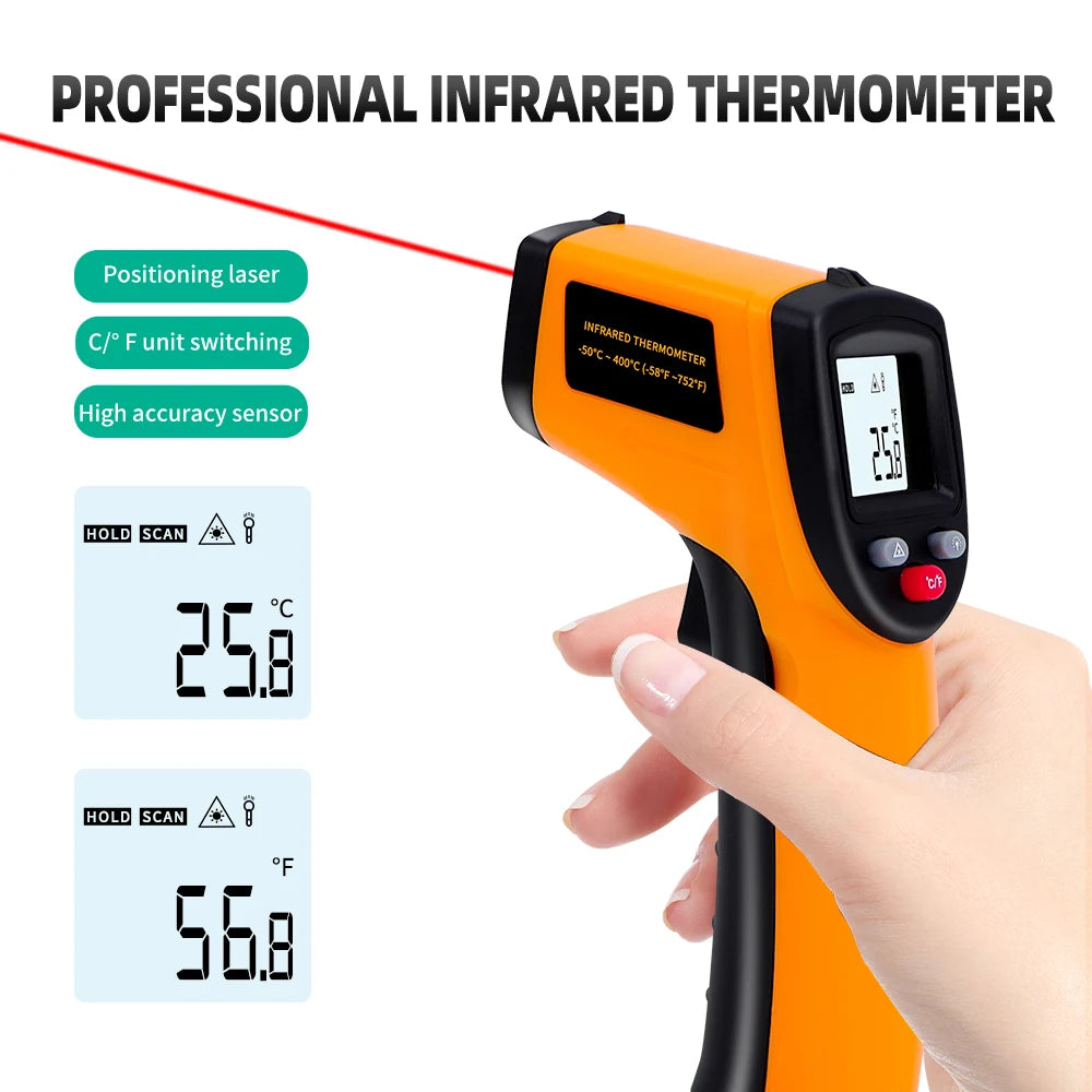 Digital Non-Contact Infrared Thermometer -50°C to 600°C Laser Pointer LCD Display