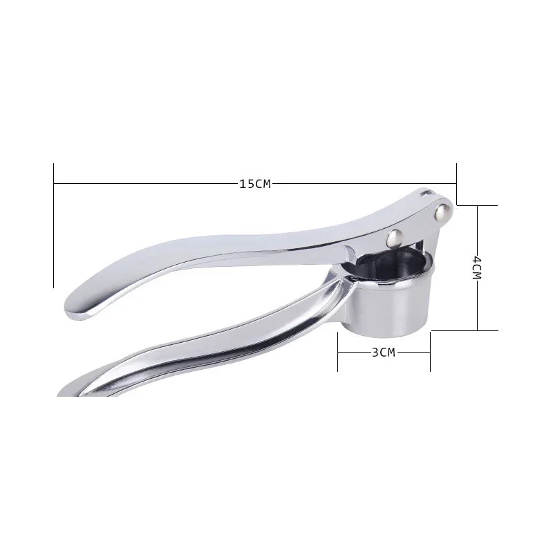 Stainless Steel Garlic Press Mincer with Peeler Cleaning Brush Ginger Tool Kitchen Gadget