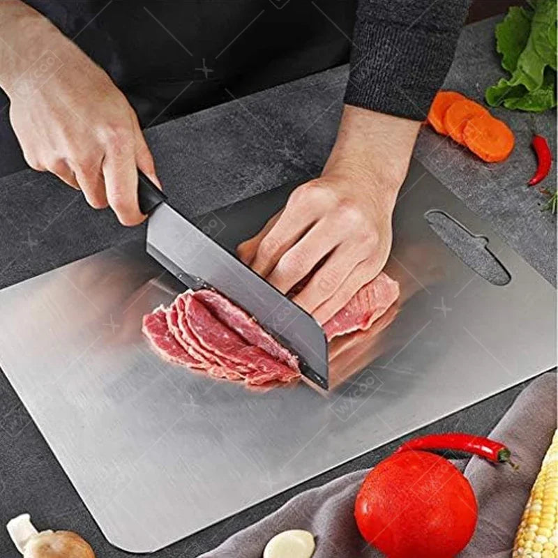 Double-Sided Stainless Steel Chopping Board Non-Stick Thickened Kitchen Cutting Board for Meat Fruit