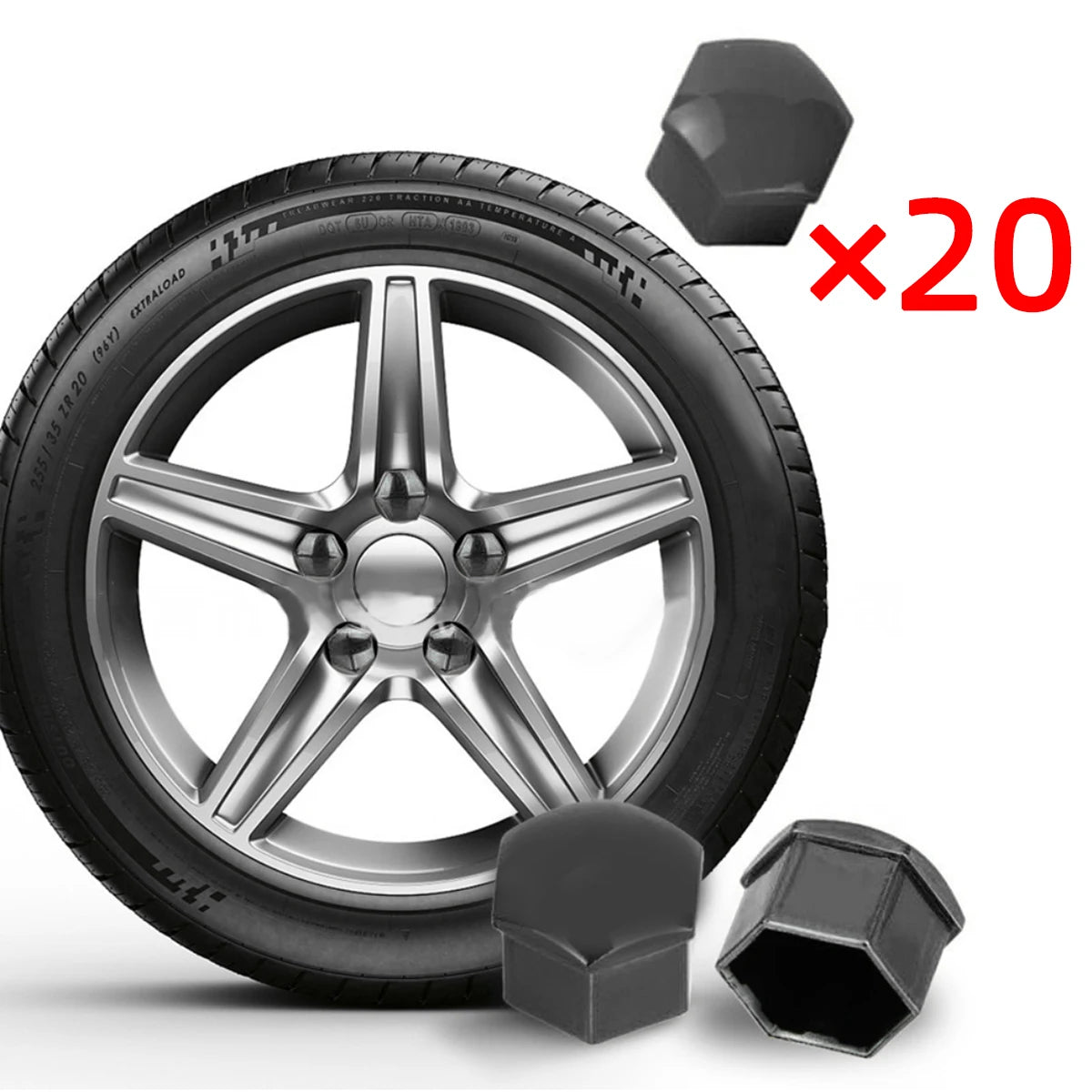 20Pcs 17mm/19mm/21mm Car Wheel Lug Nut Caps Dust Proof Hub Screw Covers for Rims