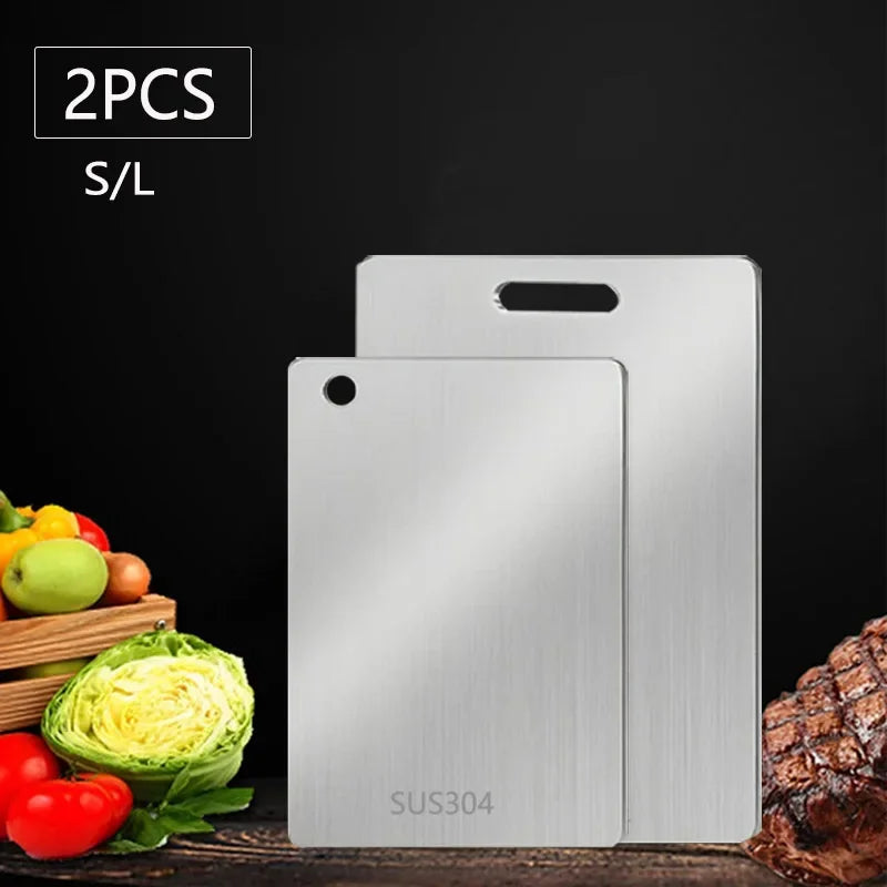 Double-Sided Stainless Steel Chopping Board Non-Stick Thickened Kitchen Cutting Board for Meat Fruit