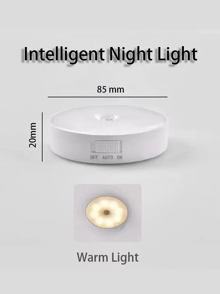 Smart Motion Sensor LED Night Light Magnetic Wireless Human Body PIR Detection Eye-Protecting Lamp