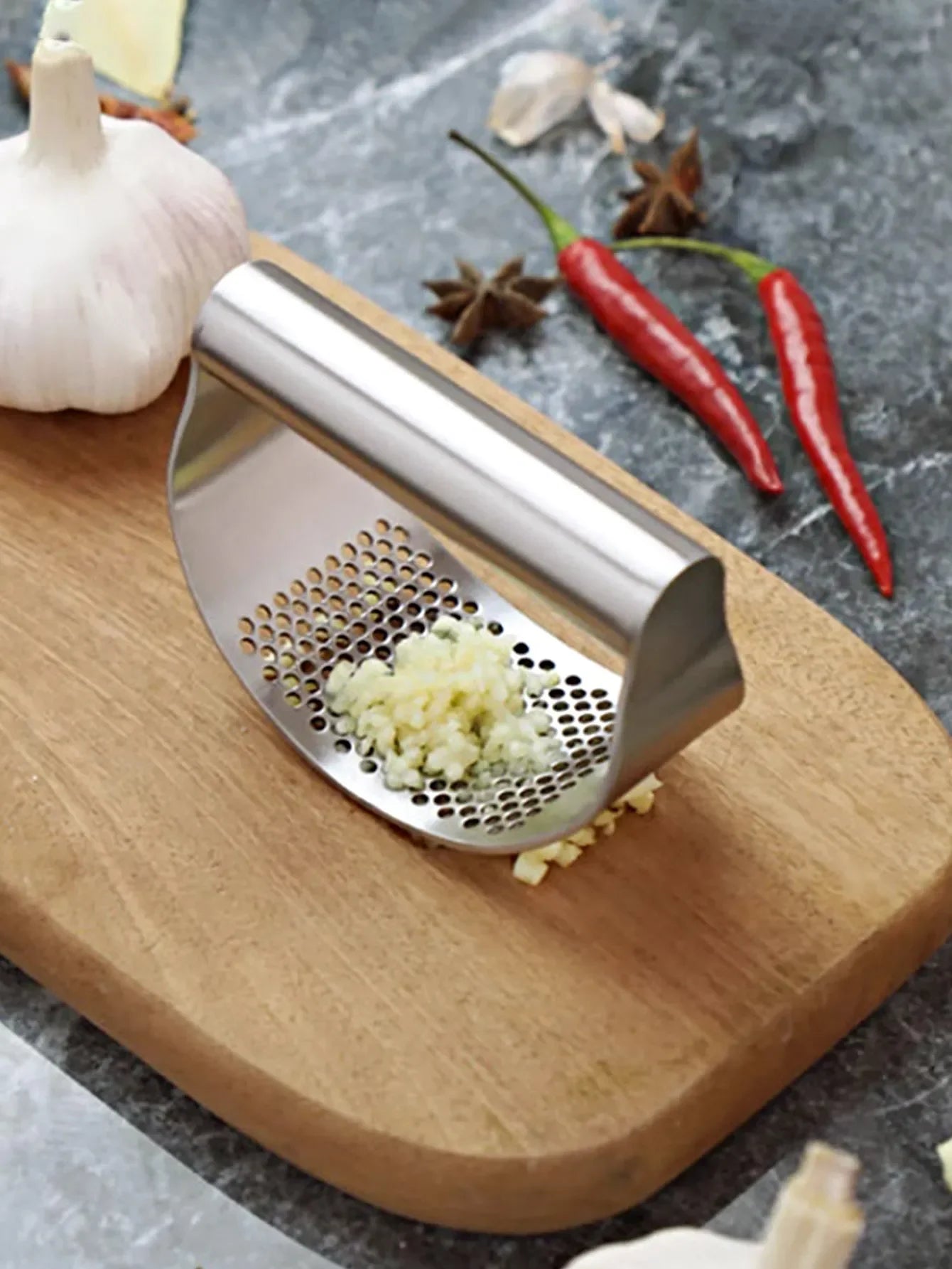 Stainless Steel Manual Garlic Press Mincer Crusher for Fruits Vegetables Kitchen Tool