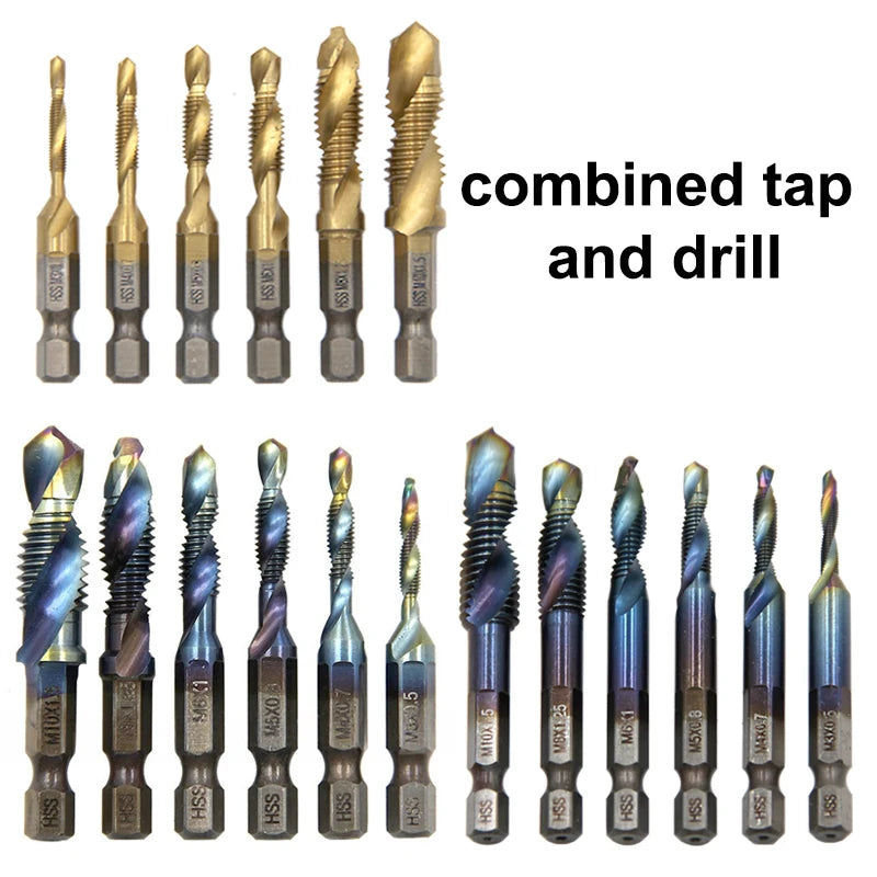 Multi functional HSS drilling tapping integrated spiral tap hand-held electric drill tap tool chamfer machine composite tap