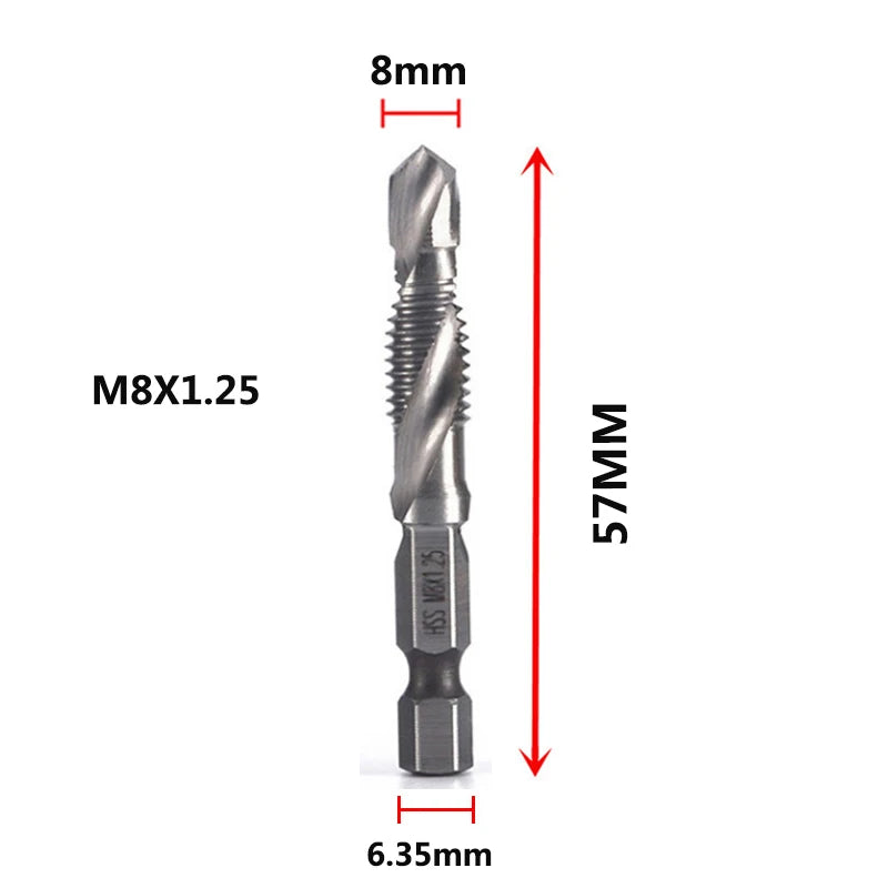 Multi functional HSS drilling tapping integrated spiral tap hand-held electric drill tap tool chamfer machine composite tap