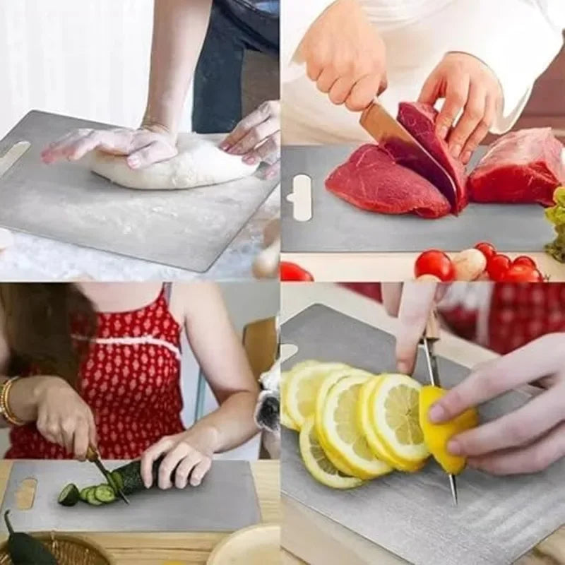 Double-Sided Stainless Steel Chopping Board Non-Stick Thickened Kitchen Cutting Board for Meat Fruit
