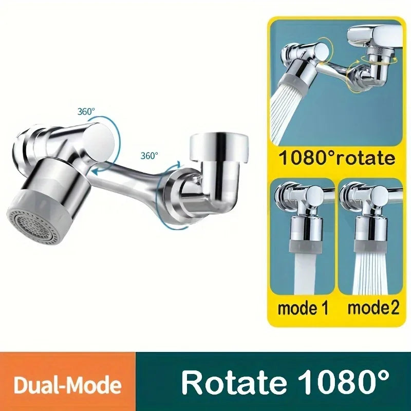 1080° Rotatable Faucet Sprayer Head with 2 Spray Modes Universal Bathroom Kitchen Tap Extension Adapter Aerator