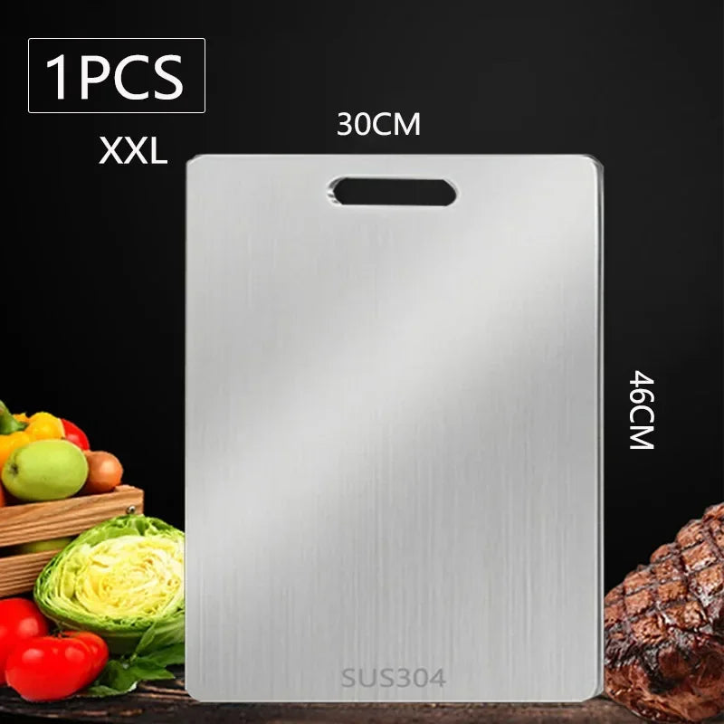 Double-Sided Stainless Steel Chopping Board Non-Stick Thickened Kitchen Cutting Board for Meat Fruit