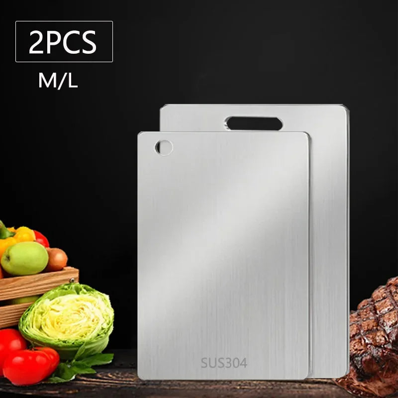 Double-Sided Stainless Steel Chopping Board Non-Stick Thickened Kitchen Cutting Board for Meat Fruit