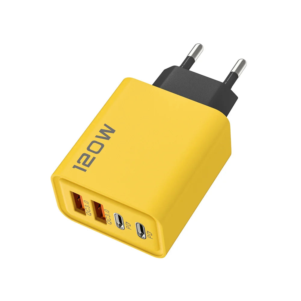 120W 4-Port USB-C Wall Charger - Fast Charging Multi-Device Adapter for iPhone, Samsung Galaxy, Xiaomi, Huawei
