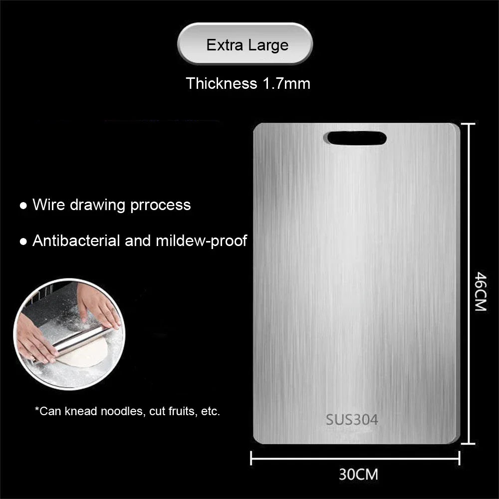 Double-Sided Stainless Steel Chopping Board Non-Stick Thickened Kitchen Cutting Board for Meat Fruit