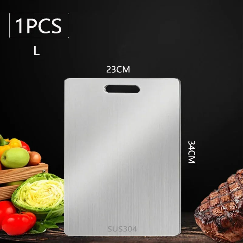 Double-Sided Stainless Steel Chopping Board Non-Stick Thickened Kitchen Cutting Board for Meat Fruit