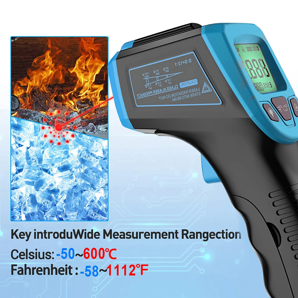 Digital Non-Contact Infrared Thermometer -50°C to 600°C Laser Pointer LCD Display