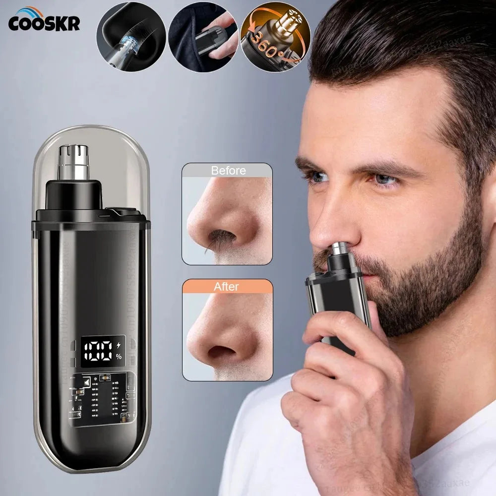 USB Rechargeable Nose Ear Hair Trimmer for Men Waterproof Painless Portable Groomer