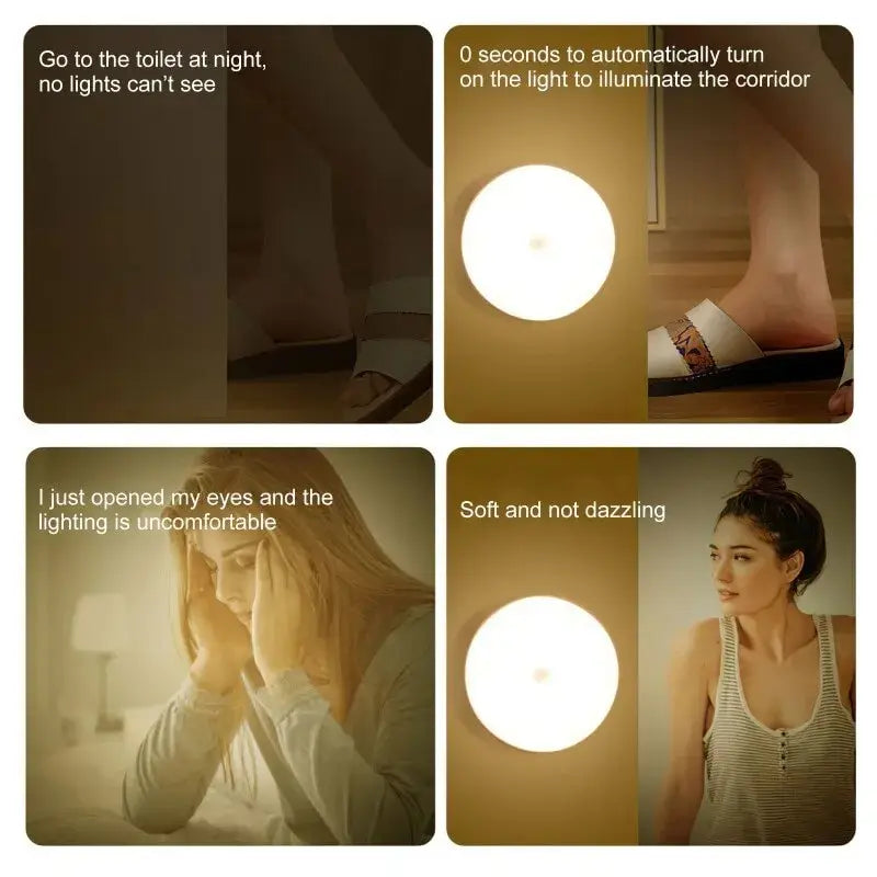 Smart Motion Sensor LED Night Light Magnetic Wireless Human Body PIR Detection Eye-Protecting Lamp