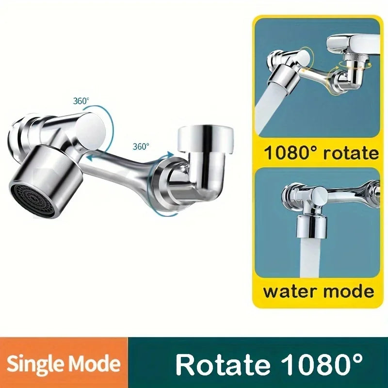 1080° Rotatable Faucet Sprayer Head with 2 Spray Modes Universal Bathroom Kitchen Tap Extension Adapter Aerator