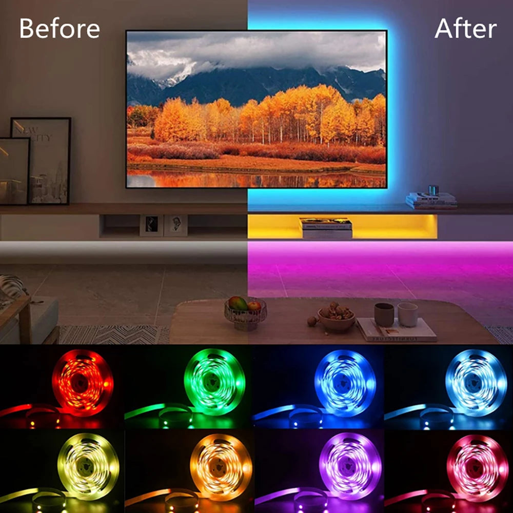 1 - 40M RGB LED Strip Lights Music Sync APP Control 44-Key Remote USB 5V Flexible Tape for Room TV Backlight