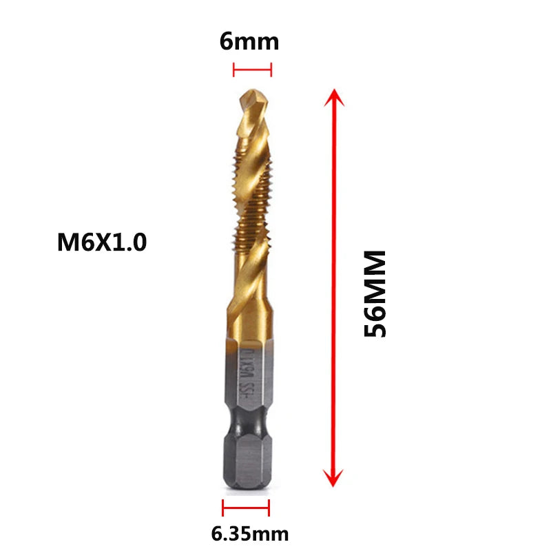 Multi functional HSS drilling tapping integrated spiral tap hand-held electric drill tap tool chamfer machine composite tap
