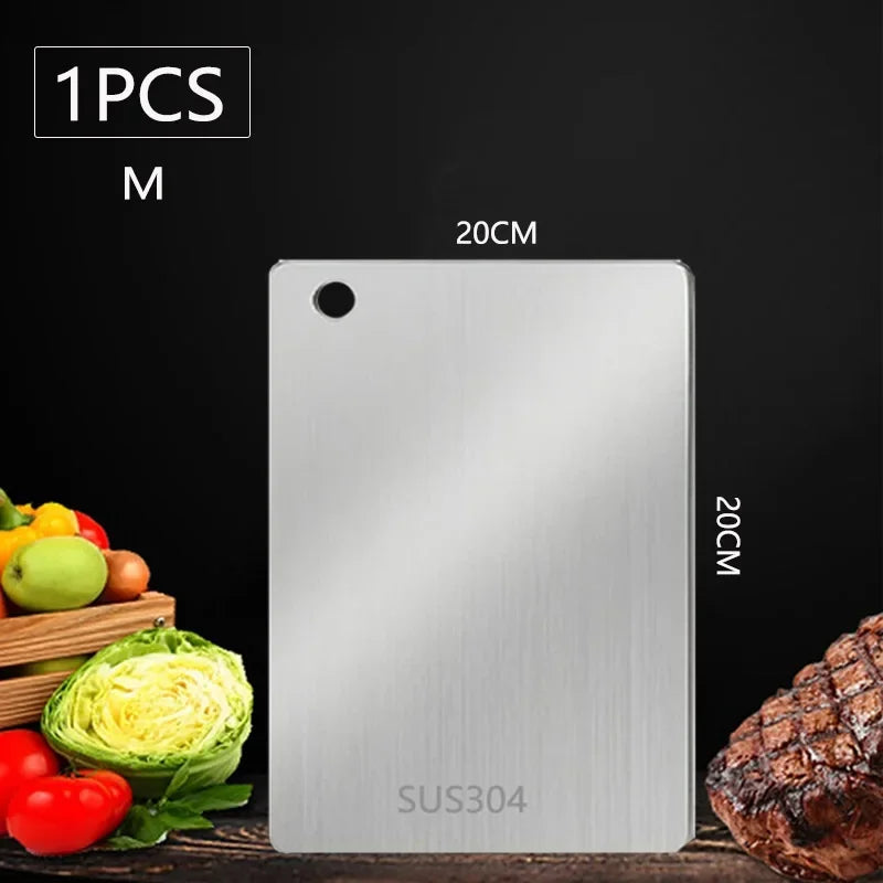 Double-Sided Stainless Steel Chopping Board Non-Stick Thickened Kitchen Cutting Board for Meat Fruit