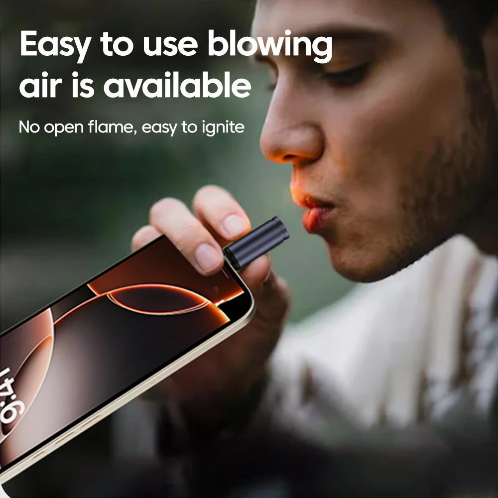 USB Type-C Rechargeable Plasma Air Blowing Cigarette Lighter Portable Windproof Mini Lighter Safe for Outdoor Camping Travel
