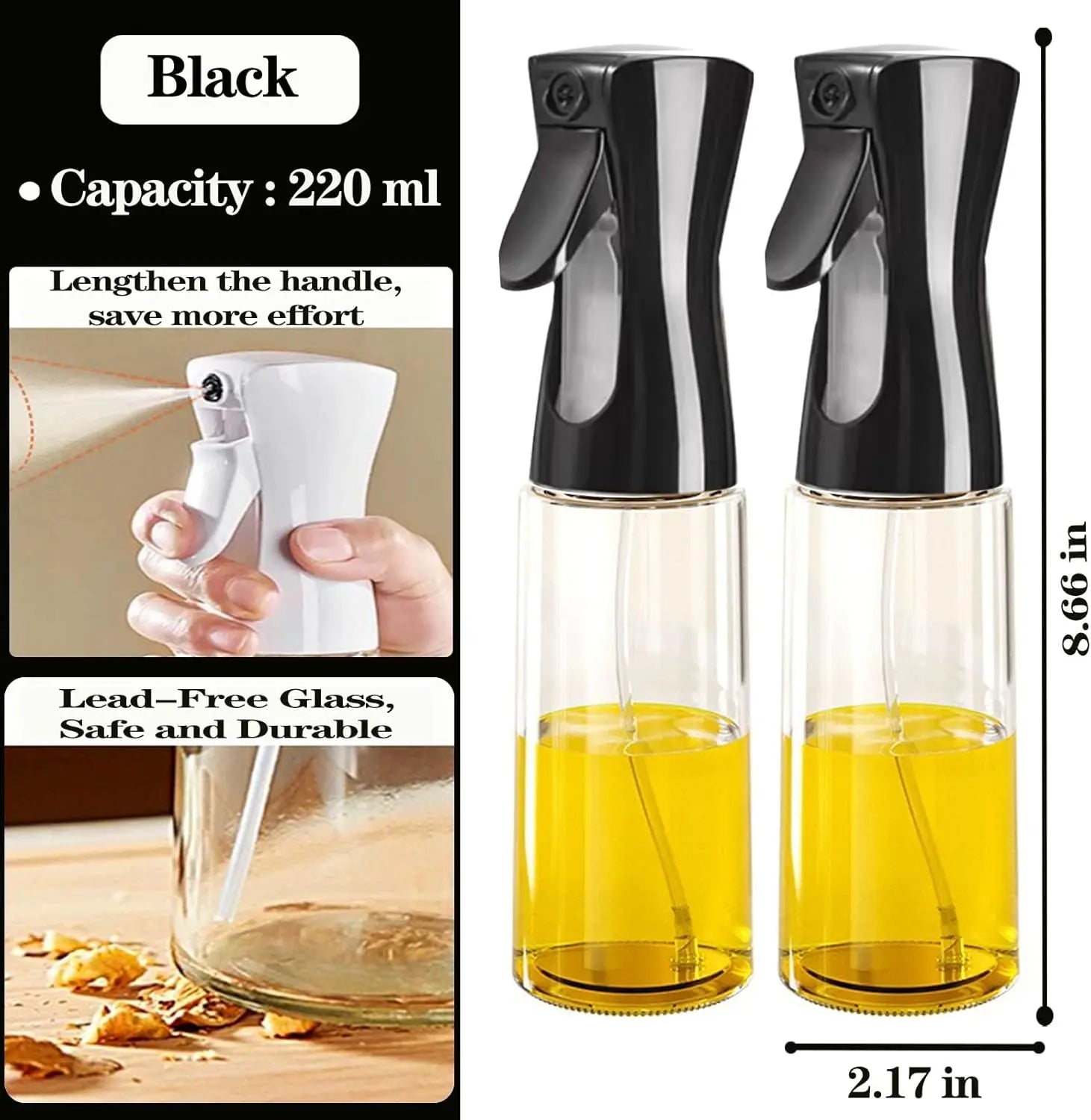 200/300ml Oil Spray Bottle Camping BBQ Cooking Kitchen Baking Olive Oil Soy Sauce Dispenser Vinegar Air Fryer Sprayer Gadgets