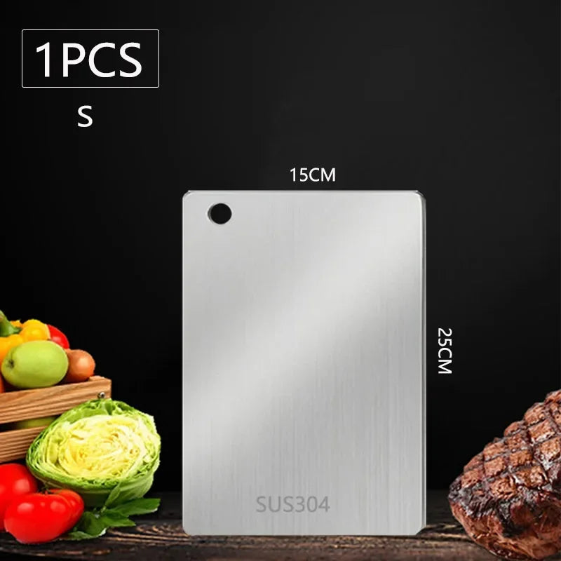 Double-Sided Stainless Steel Chopping Board Non-Stick Thickened Kitchen Cutting Board for Meat Fruit