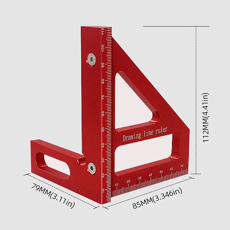 High Precision Aluminum Alloy Miter Square Protractor Triangle Ruler Woodworking Layout Measuring Tool for Carpenters Engineers
