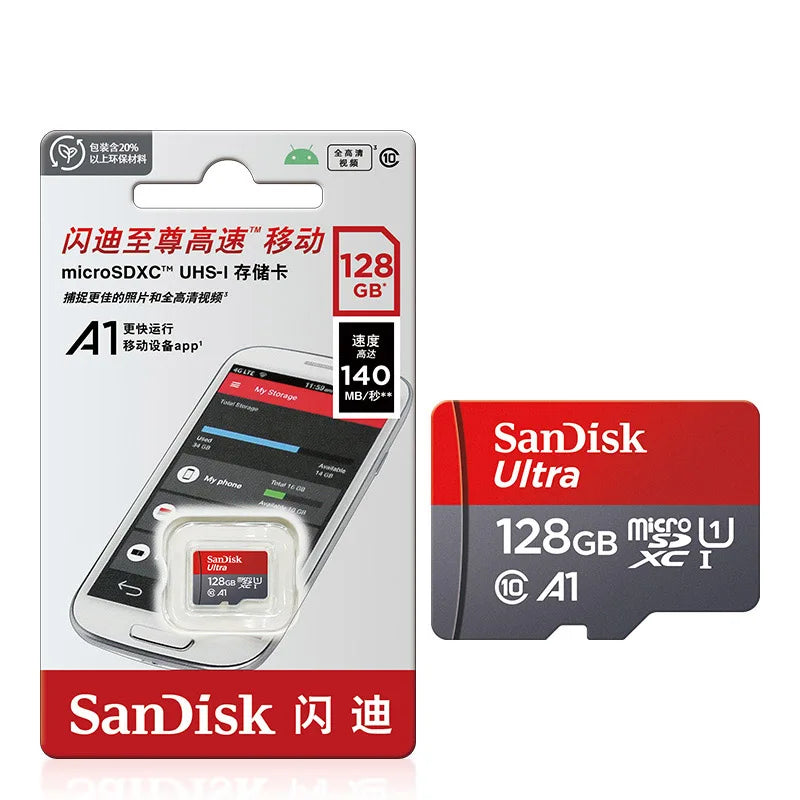 High Speed Micro SD Card 16GB 32GB 64GB 128GB Class 10 UHS-I A1 TF Card 100MB/s with Adapter for Phone PC Smartphone Camera