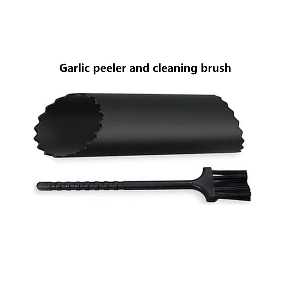 Stainless Steel Garlic Press Mincer with Peeler Cleaning Brush Ginger Tool Kitchen Gadget