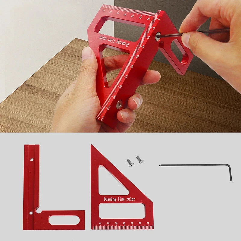 High Precision Aluminum Alloy Miter Square Protractor Triangle Ruler Woodworking Layout Measuring Tool for Carpenters Engineers
