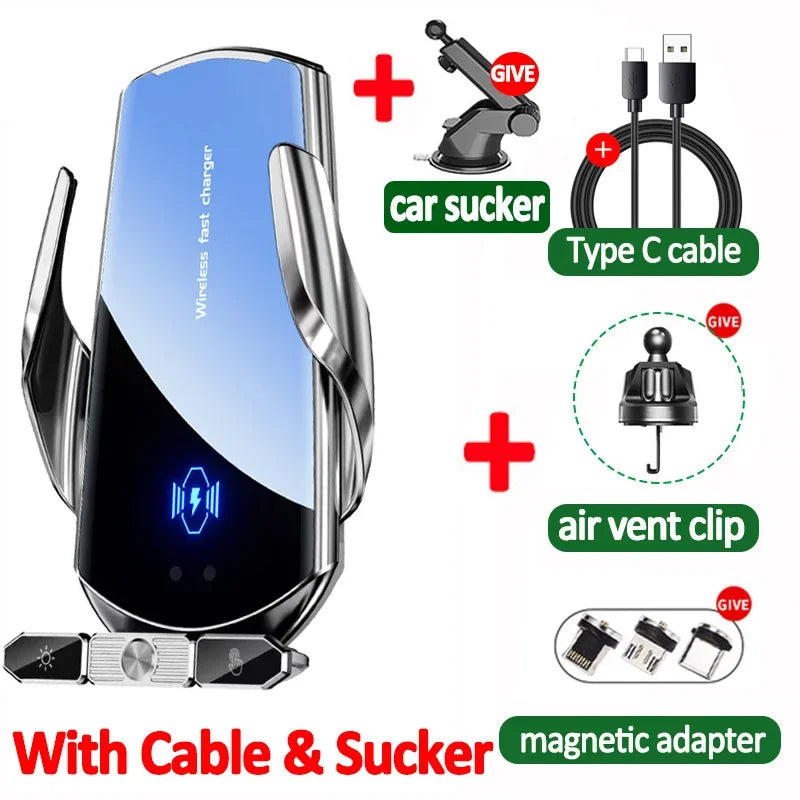 Wireless Charger Car Auto Magnetic Air Vent Phone Holder For iPhone 16 15 14 13 Samsung Xiaomi Induction Fast Charging Station