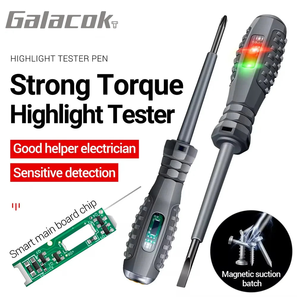 Multifunctional Non-Contact AC Voltage Tester Pen Screwdriver 70-600V with LED Lights