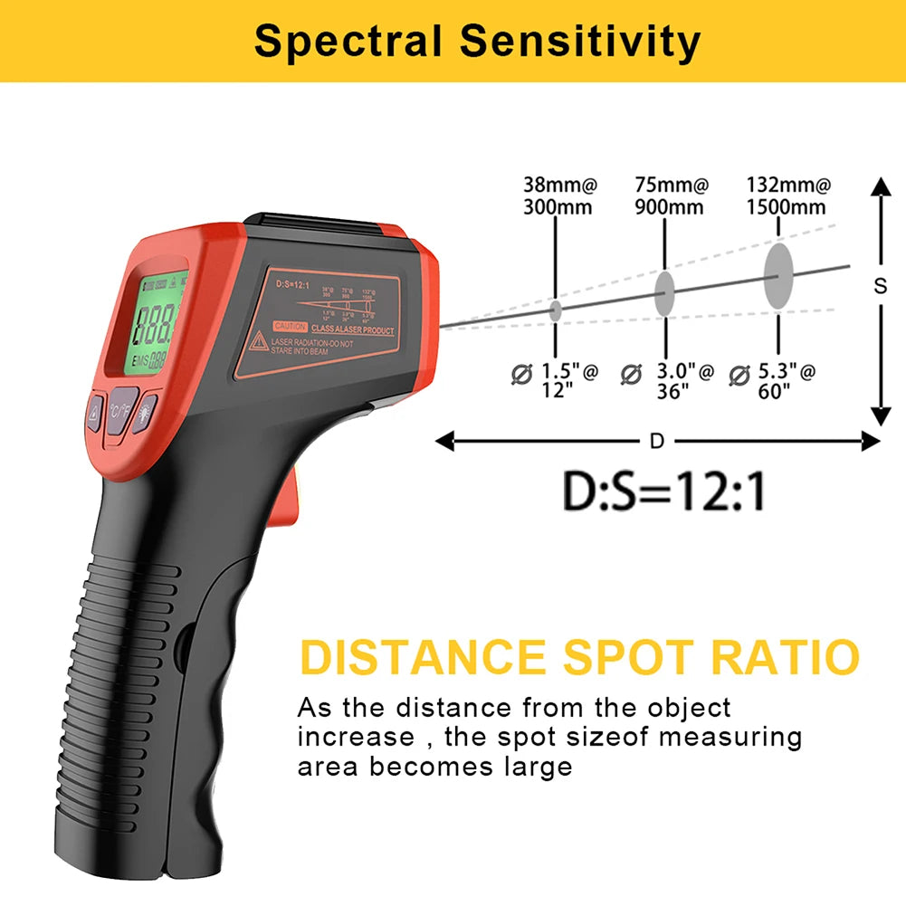 Digital Non-Contact Infrared Thermometer -50°C to 600°C Laser Pointer LCD Display