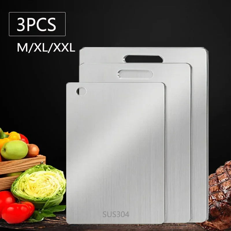 Double-Sided Stainless Steel Chopping Board Non-Stick Thickened Kitchen Cutting Board for Meat Fruit