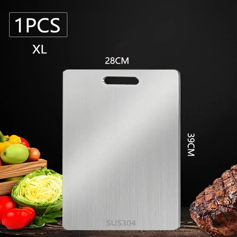 Double-Sided Stainless Steel Chopping Board Non-Stick Thickened Kitchen Cutting Board for Meat Fruit