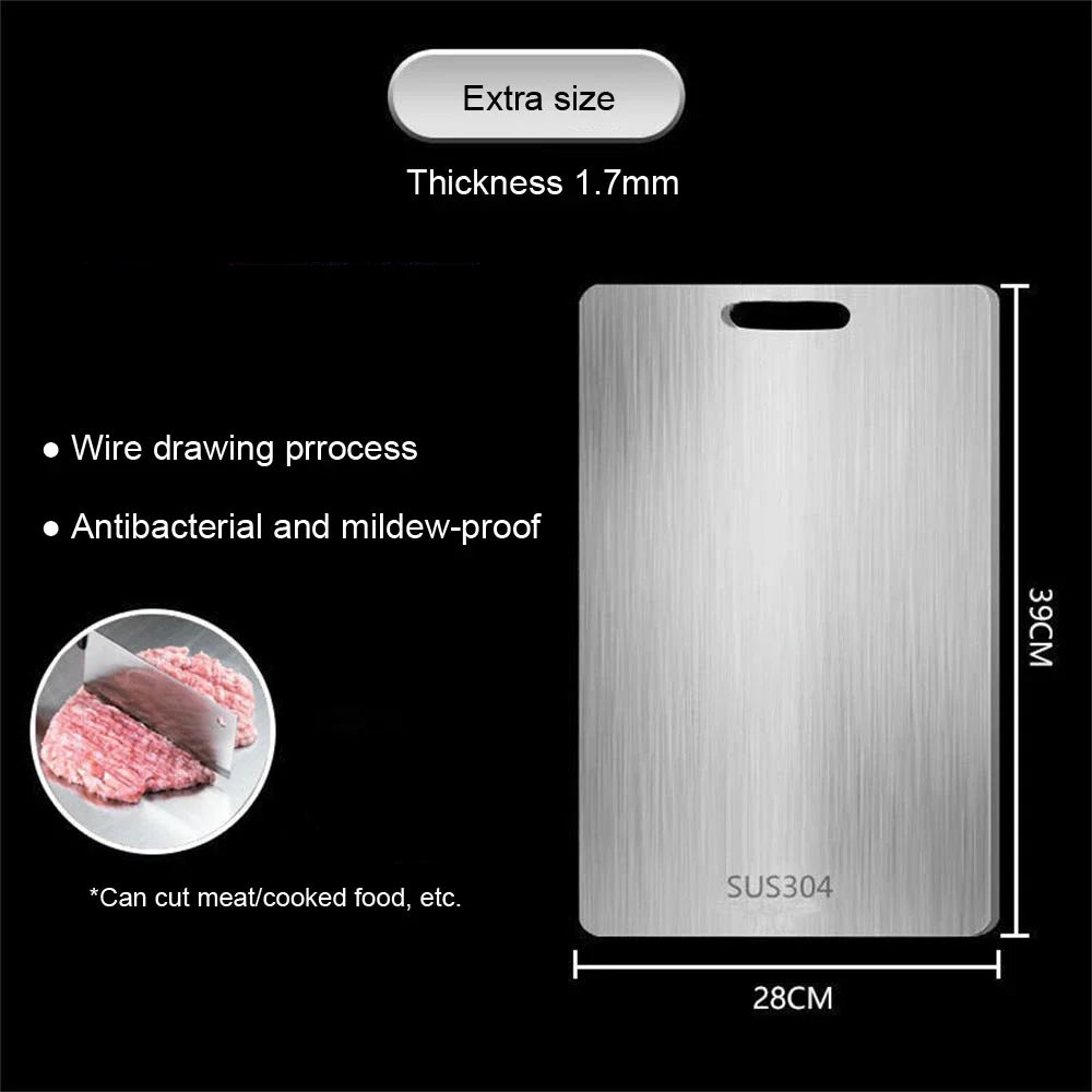 Double-Sided Stainless Steel Chopping Board Non-Stick Thickened Kitchen Cutting Board for Meat Fruit