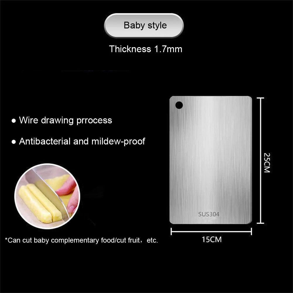 Double-Sided Stainless Steel Chopping Board Non-Stick Thickened Kitchen Cutting Board for Meat Fruit