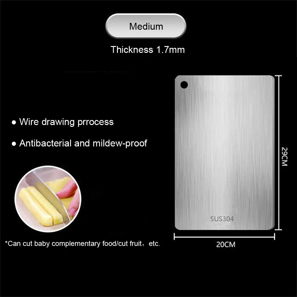 Double-Sided Stainless Steel Chopping Board Non-Stick Thickened Kitchen Cutting Board for Meat Fruit