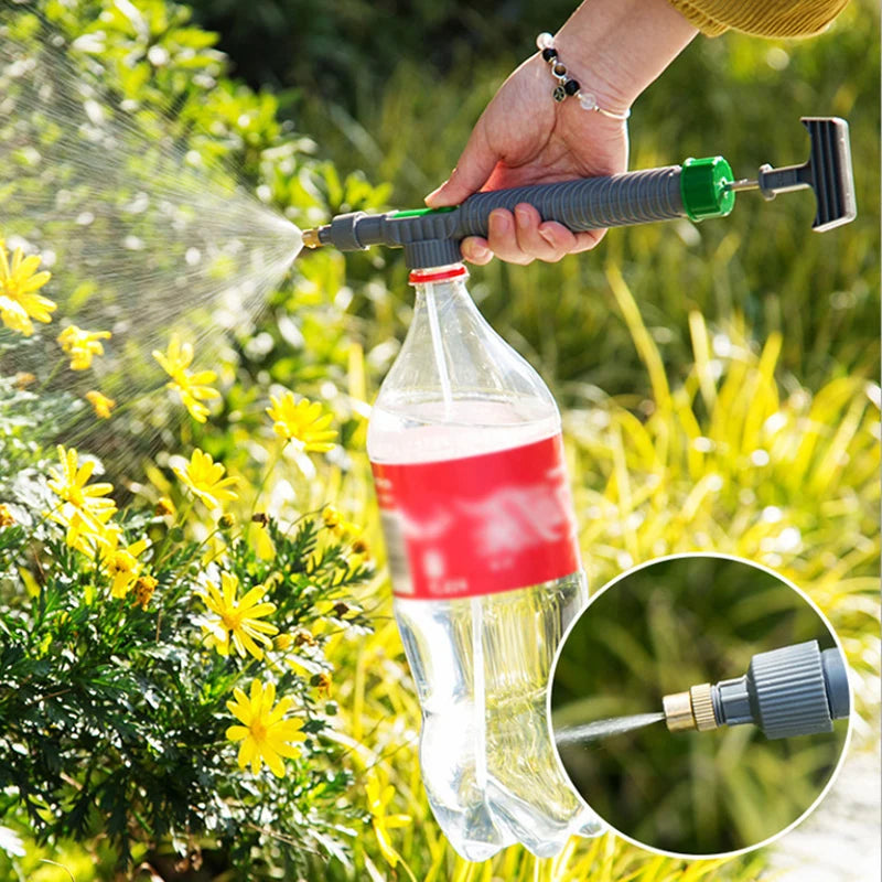 Adjustable High Pressure Manual Garden Sprayer Air Pump Nozzle for Drink Bottles Watering Tool