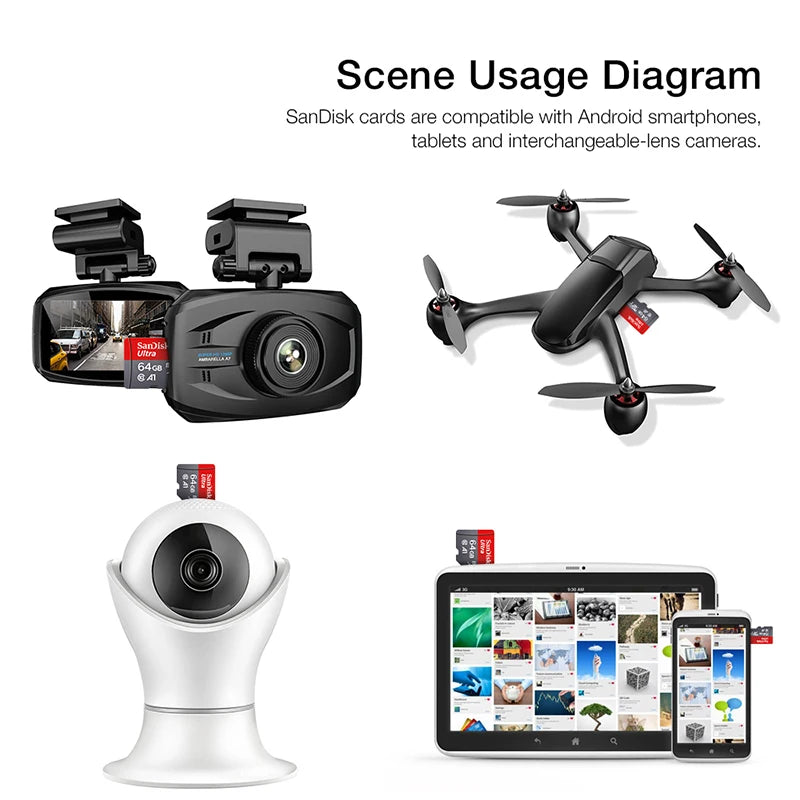 High Speed Micro SD Card 16GB 32GB 64GB 128GB Class 10 UHS-I A1 TF Card 100MB/s with Adapter for Phone PC Smartphone Camera